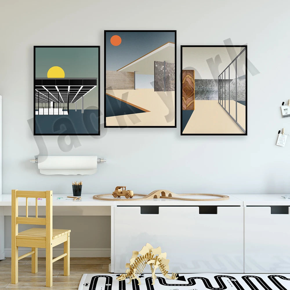 Modern Architecture Canvas Wall Art Print for Living Room