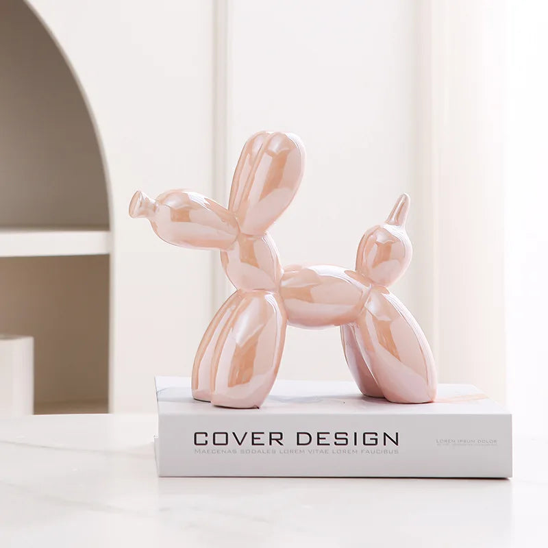 Modern Luxury Ceramic Balloon Dog Sculpture Tabletop Ornament for Home Decor