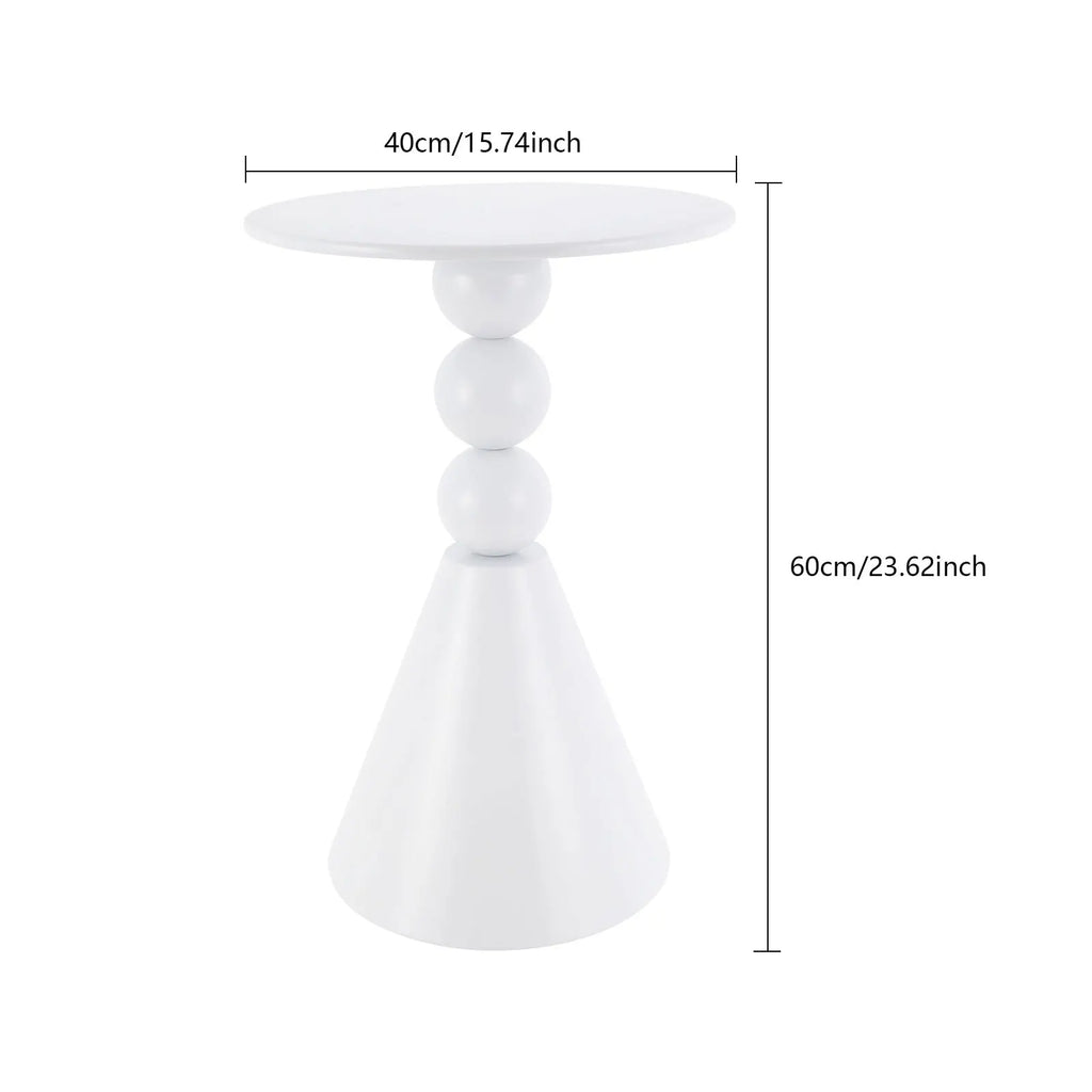 40 cm Round Pedestal Side Table with Hand-Welded Iron Base White