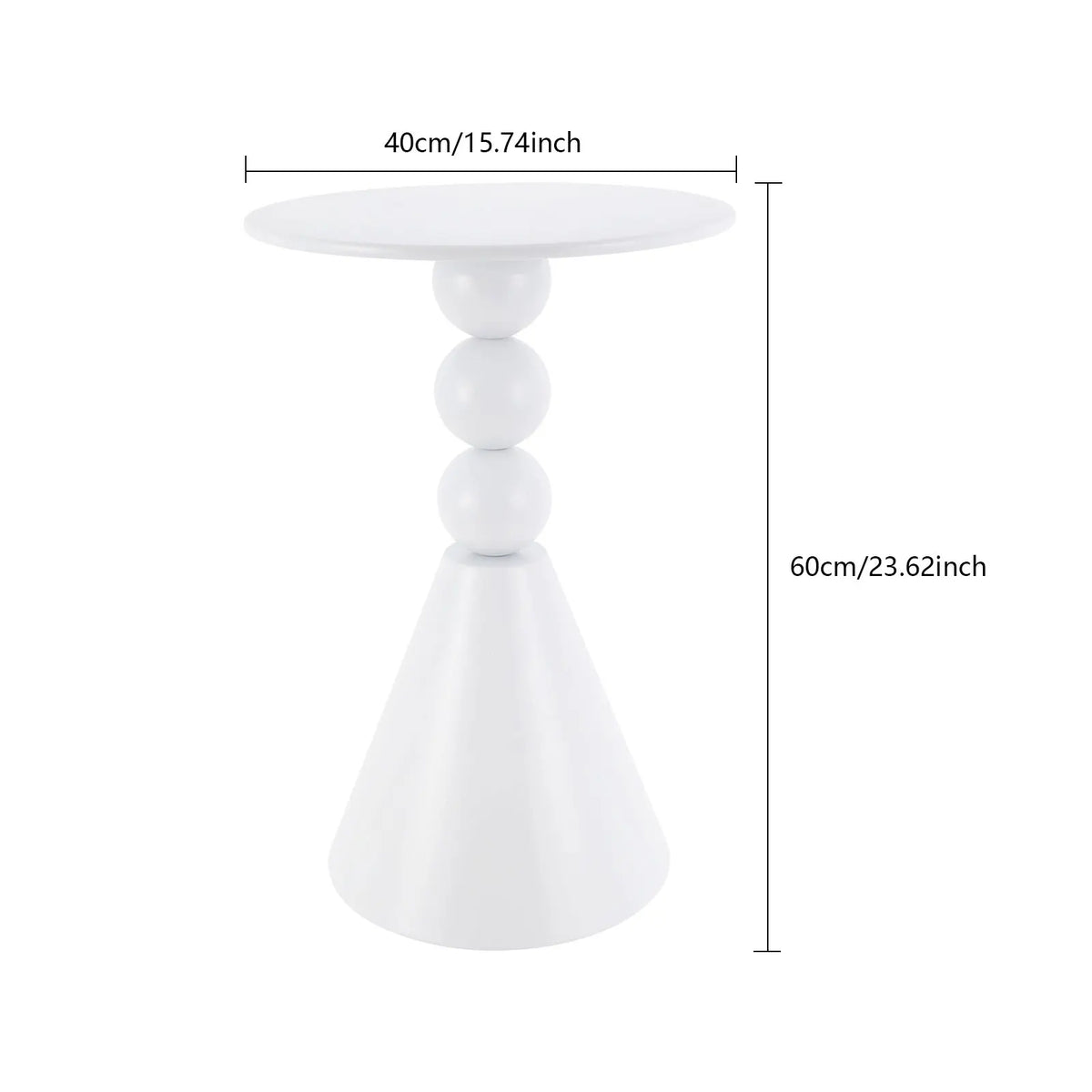 40 cm Round Pedestal Side Table with Hand-Welded Iron Base White