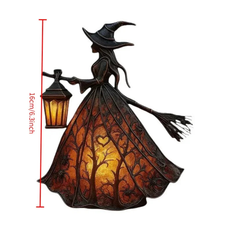 16cm Gothic Resin Halloween Witch Lamp Statue for Tabletop Decor