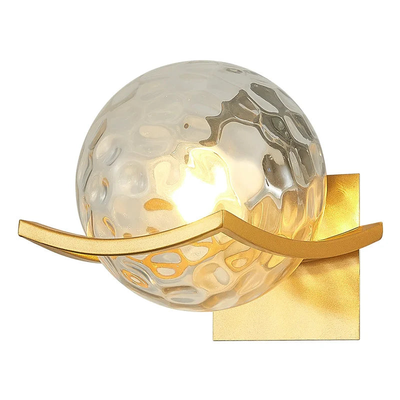 Modern Glass Ball LED Moon Wall Lamp Gold Decoration Light for Bedroom Bedside Hotel Porch