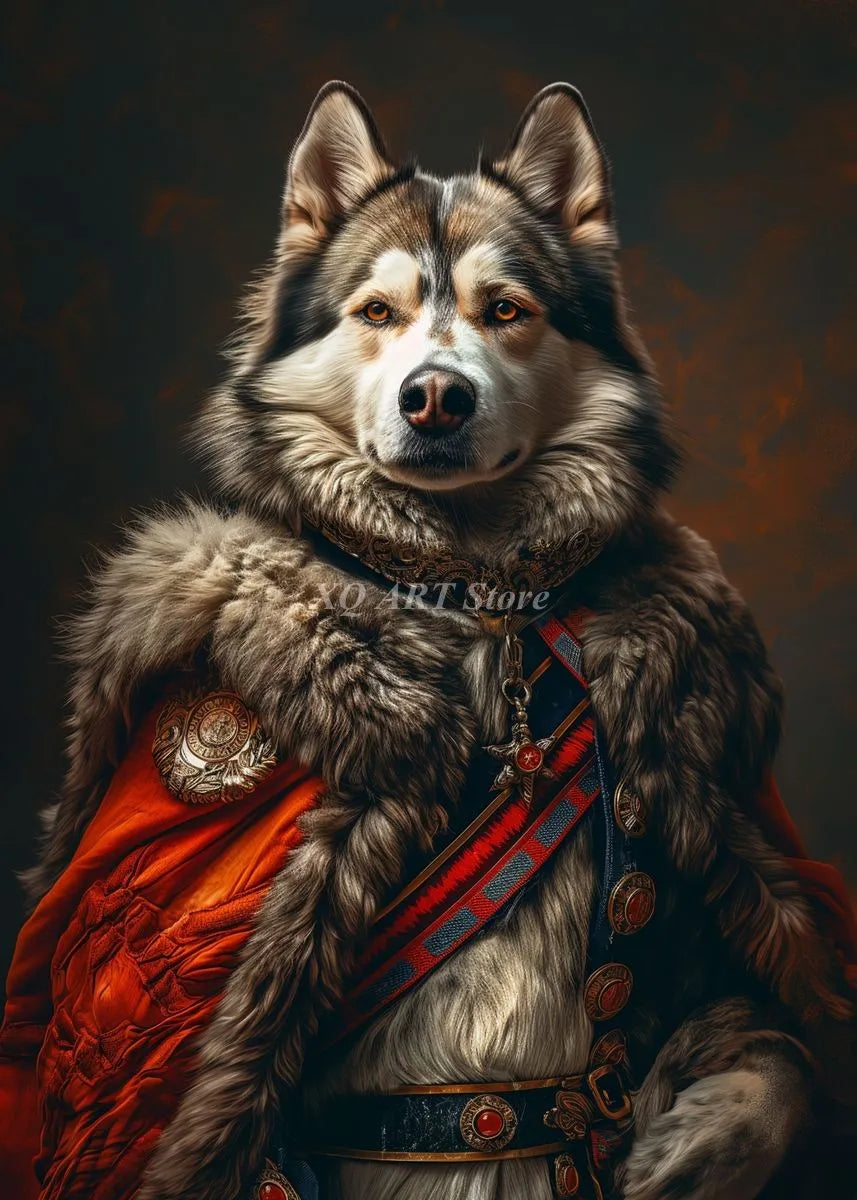 Vintage Victorian Renaissance Animal Portrait Canvas Wall Art Painting for Living Room