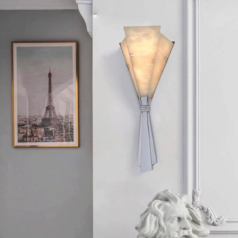 Modern Luxury Marble Flower Shape Stainless Steel LED Wall Lamp