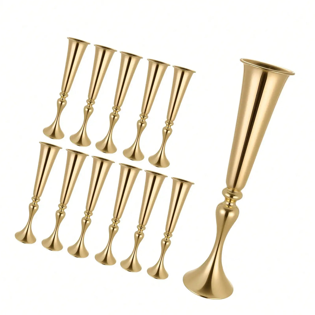 Modern Trumpet Metal Flower Vase for Tabletop Decor