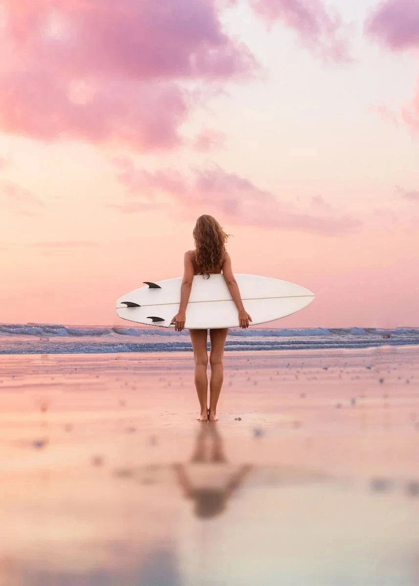 Nordic Summer Beach Surfing Canvas Painting Poster for Home Decor
