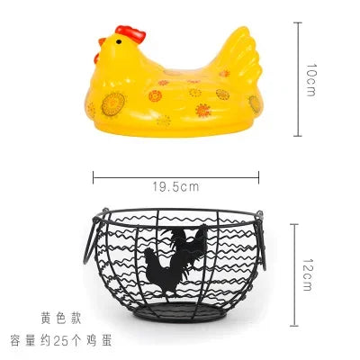 Ceramic Hen Kitchen Garlic Bread Storage Basket Container