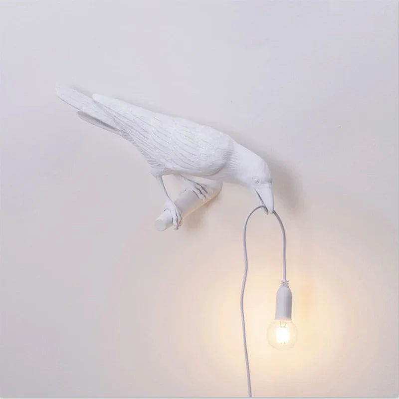 Resin Lucky Bird Crow Wall & Table Lamp Night Light Free Bulb