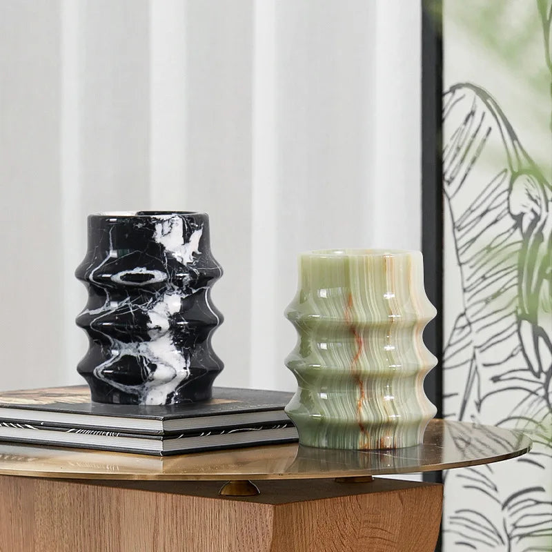 Modern Marble Small Flower Vase Decorative Desktop Display Ornament