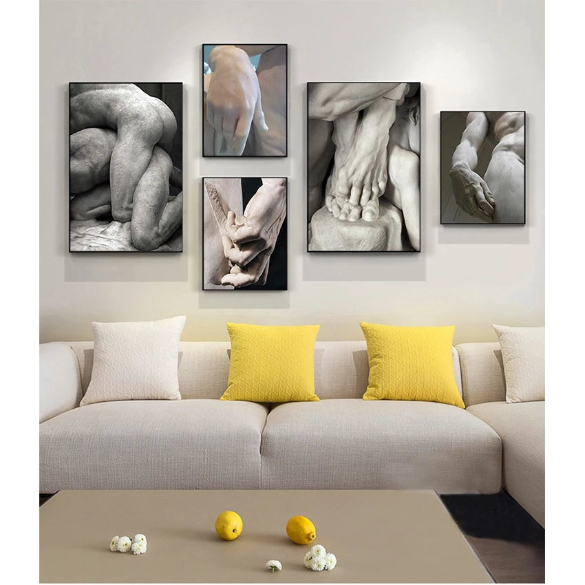Modern Michelangelo David Sculpture Canvas Painting Poster for Home Decor