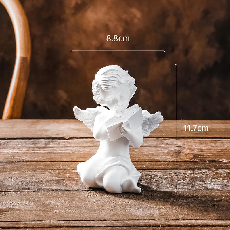 Vintage European Angel Resin Statue Tabletop Ornament for Home Decor