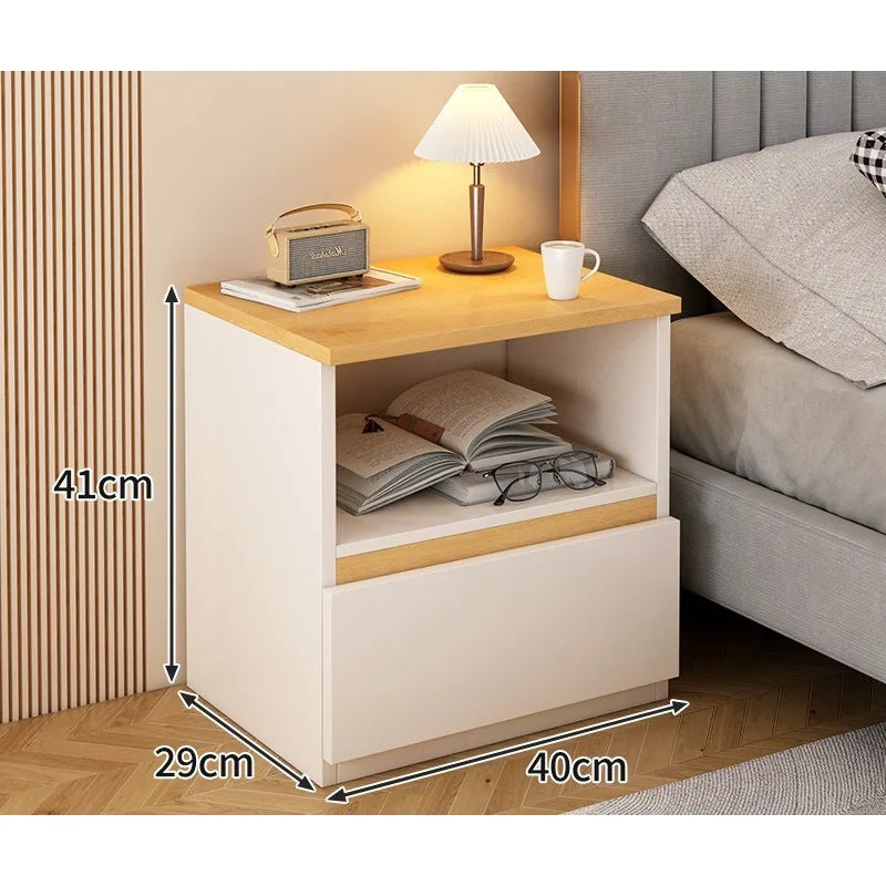 Modern Wooden Bedside Table with Storage Drawers