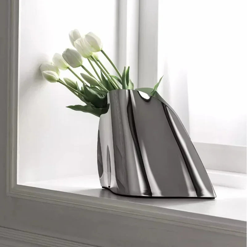 Modern Luxury Mirror Stainless Steel Ice Bucket Vase for Tabletop Decor