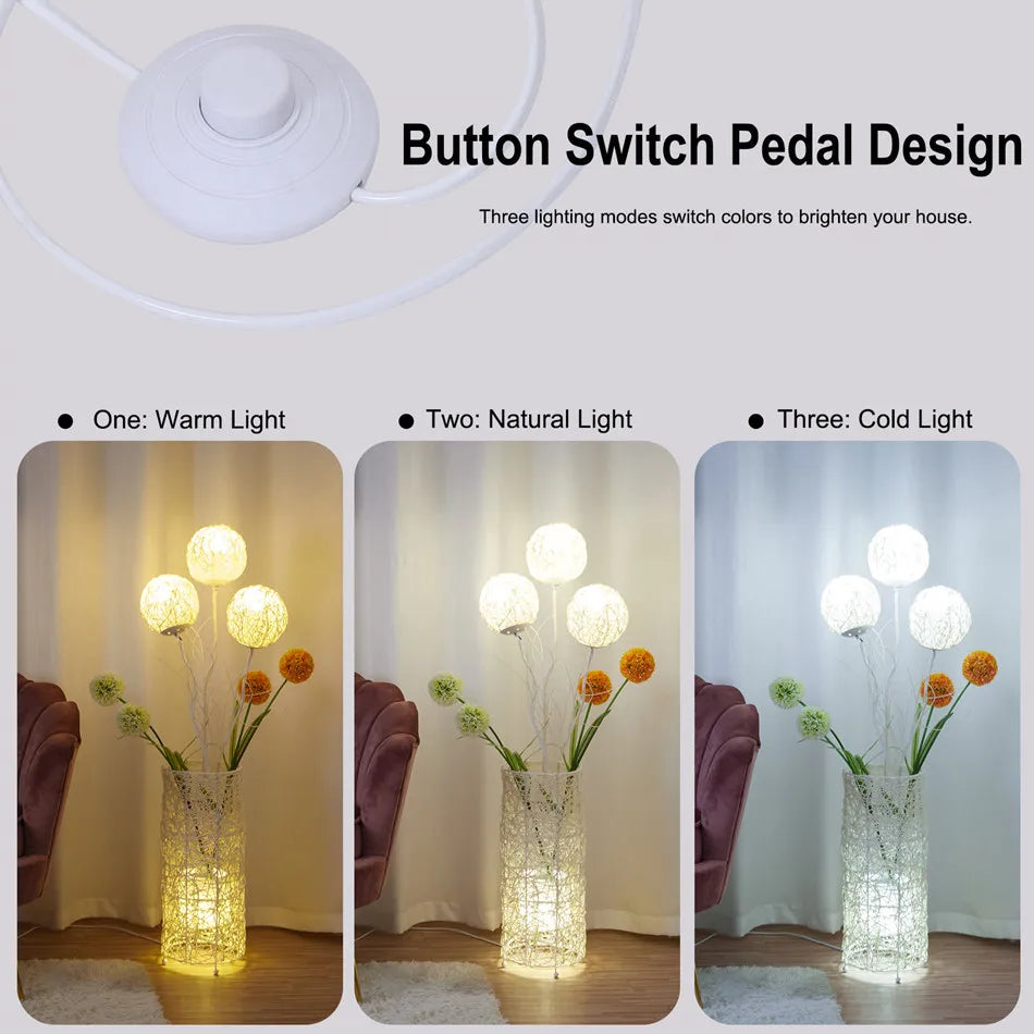 Modern Rattan Floor Lamp Standing Decorative Lighting for Living Room Bedroom Home Decor