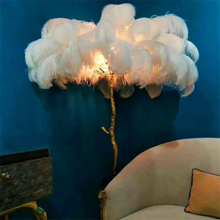 Modern LED Ostrich Feather Floor Lamp for Living Room Bedroom