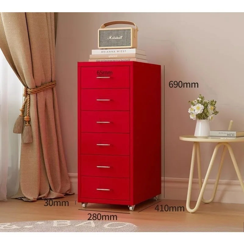 Narrow Metal Drawer Storage Cabinet Bedside Table with Silent Slides