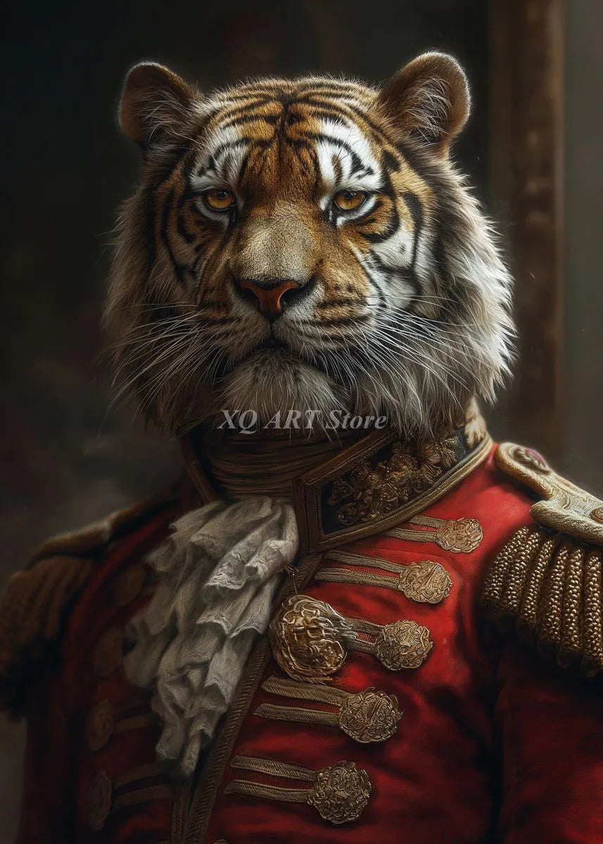 Vintage Victorian Renaissance Animal Portrait Canvas Wall Art Painting for Living Room