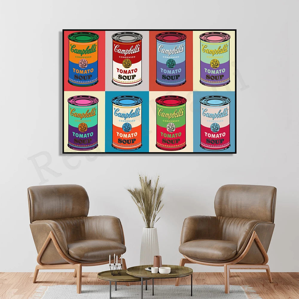 Vintage Tomato Soup Pop Art Canvas Painting Poster for Home Decor