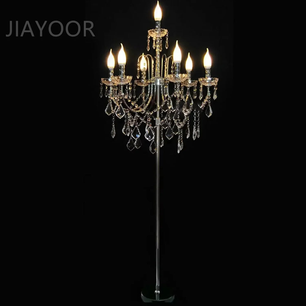 Luxury Crystal Floor Lamp with LED Bulbs for Living Room Bedroom
