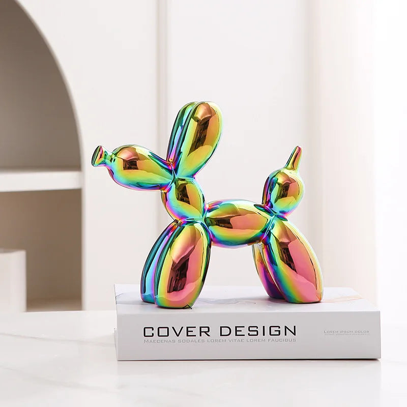 Modern Luxury Ceramic Balloon Dog Sculpture Tabletop Ornament for Home Decor
