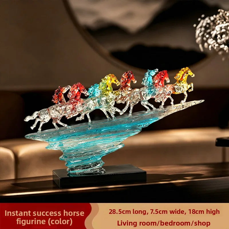 Modern Luxury Transparent Resin Horse Sculpture Tabletop Ornament for Home Decor