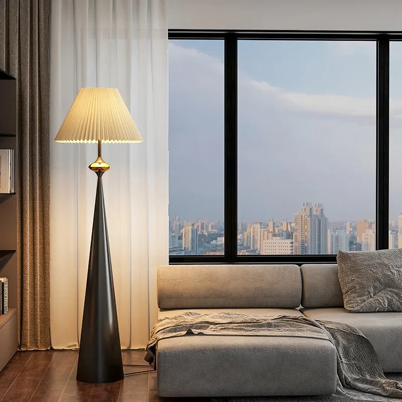 Zen Wabi Sabi Floor Lamp with Fabric Shade for Living Room Bedroom