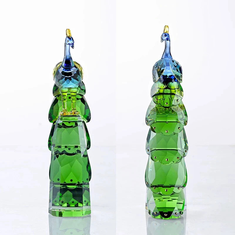Modern Crystal Peacock Sculpture Tabletop Figurine for Home Decor
