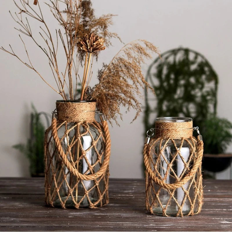 Modern Transparent Glass Flower Vase Tabletop Ornament for Home Decor