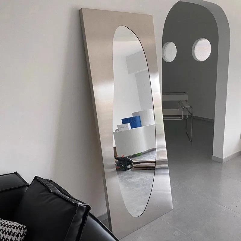 Modern Stainless Steel Full Length Floor Standing Mirror for Home Decor