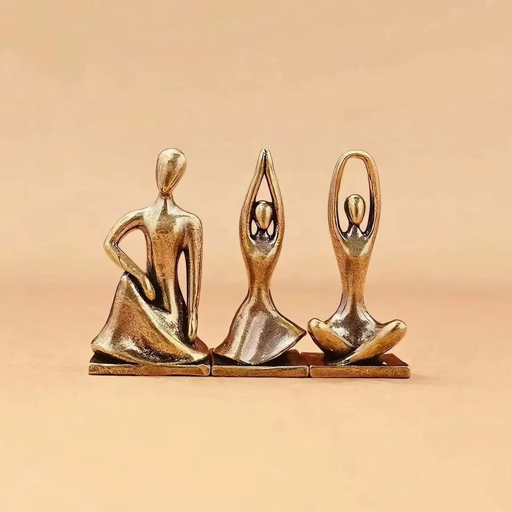 Modern Brass Yoga Girl Sculpture Tabletop Figurine for Home Decor