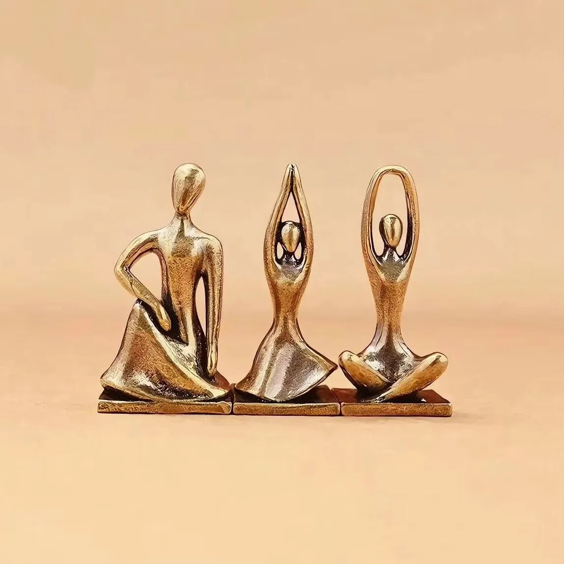 Modern Brass Yoga Girl Sculpture Tabletop Figurine for Home Decor