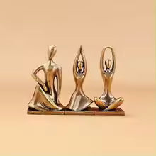 Modern Brass Yoga Girl Sculpture Tabletop Figurine for Home Decor