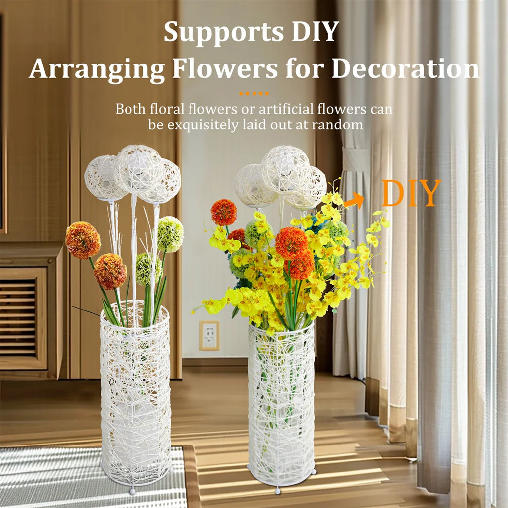 Modern Rattan Floor Lamp Standing Decorative Lighting for Living Room Bedroom Home Decor