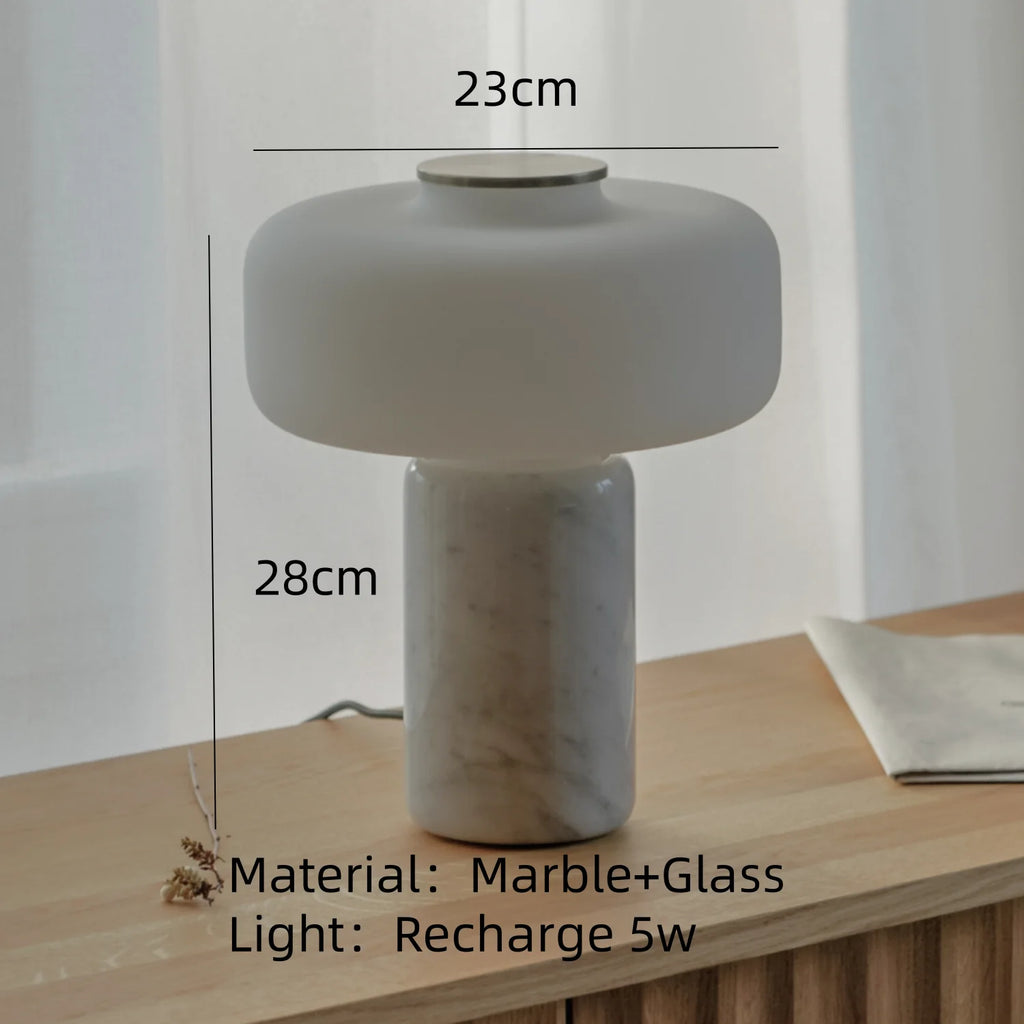 Touch Sensor Rechargeable Table Lamp Glass Marble Home Decor