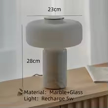 Touch Sensor Rechargeable Table Lamp Glass Marble Home Decor