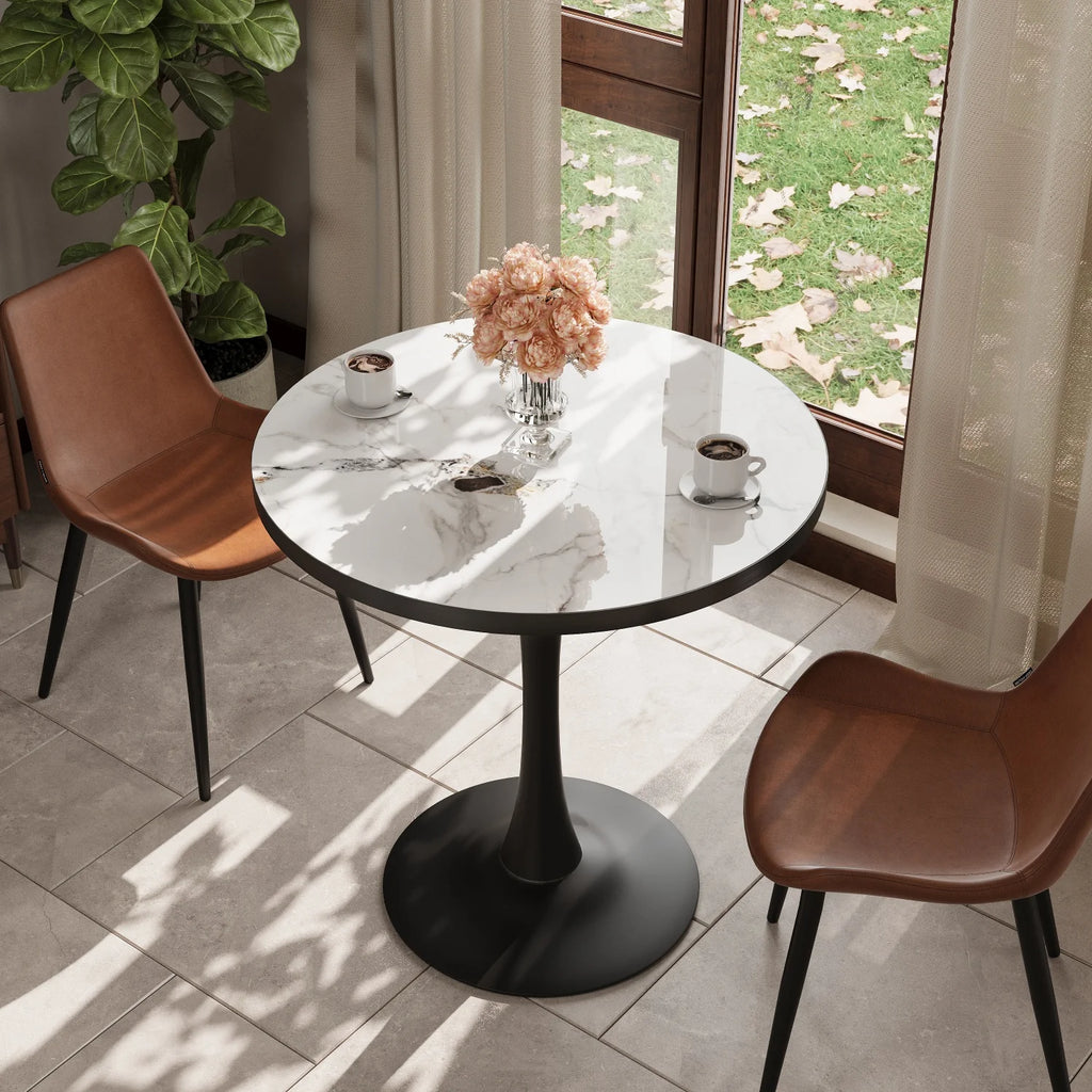 77cm Round Dining Table for 2-3 People Sintered Stone Top Stable Base Coffee Table Circle Kitchen Tables Chairs Not Included