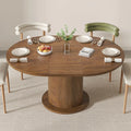 110-150cm Modern Farmhouse Round Dining Table for 4-6 People Adjustable Size