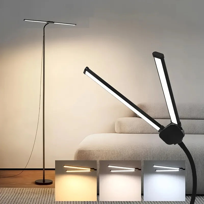 Modern LED Floor Lamp 3 Color Modes 10 Brightness Adjustable Flexible Gooseneck USB Standing Lamp for Living Room Reading Study Workbench