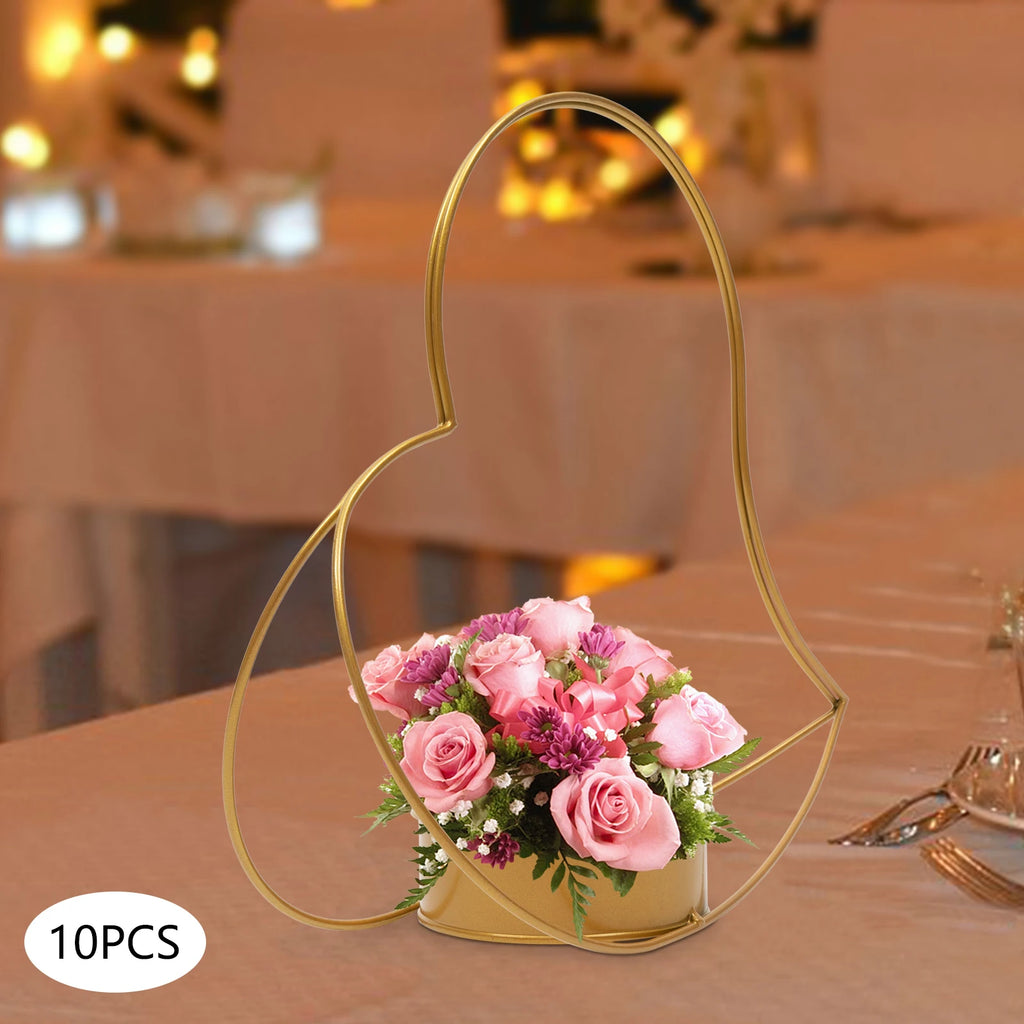 Romantic Iron Floral Basket Stand for Tabletop Decor