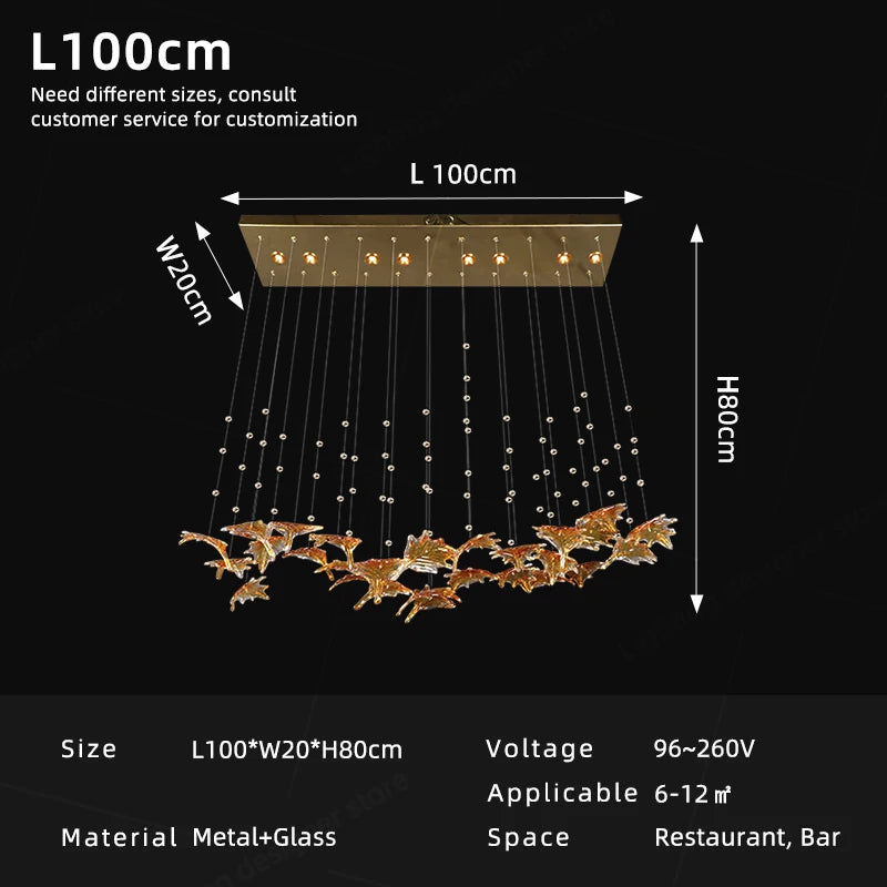 Modern Maple Leaf Glass LED Pendant Light Kitchen Island Dining Table Chandelier