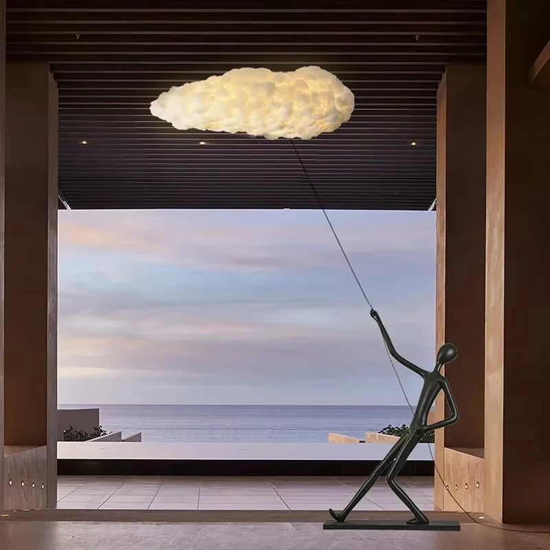 Modern Resin Cloud Art LED Floor Lamp for Villa Lobby Exhibition Hall