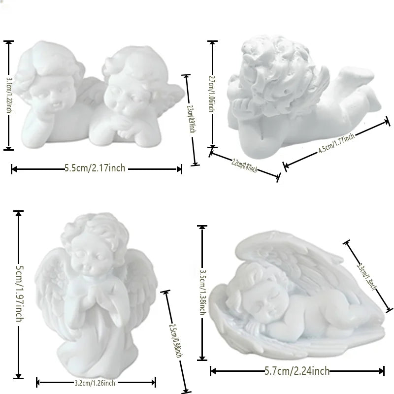 Vintage White Resin Cherub Angel Sculpture Tabletop Figurine for Home Decor