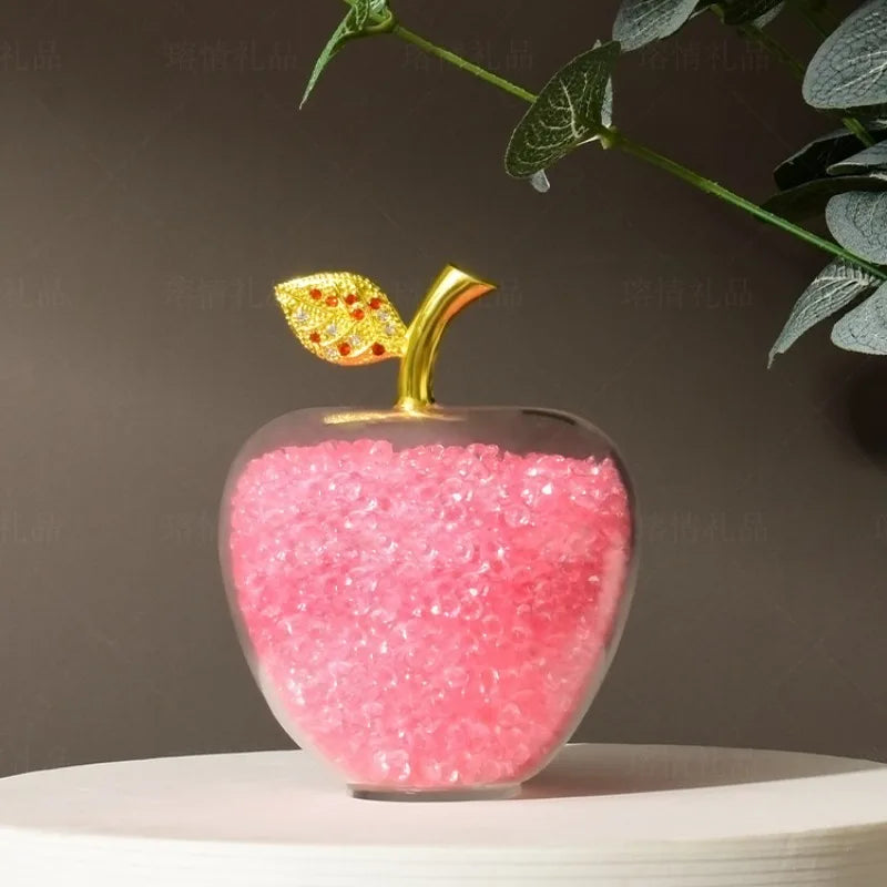 Modern Crystal Apple Sculpture Tabletop Figurine for Home Decor