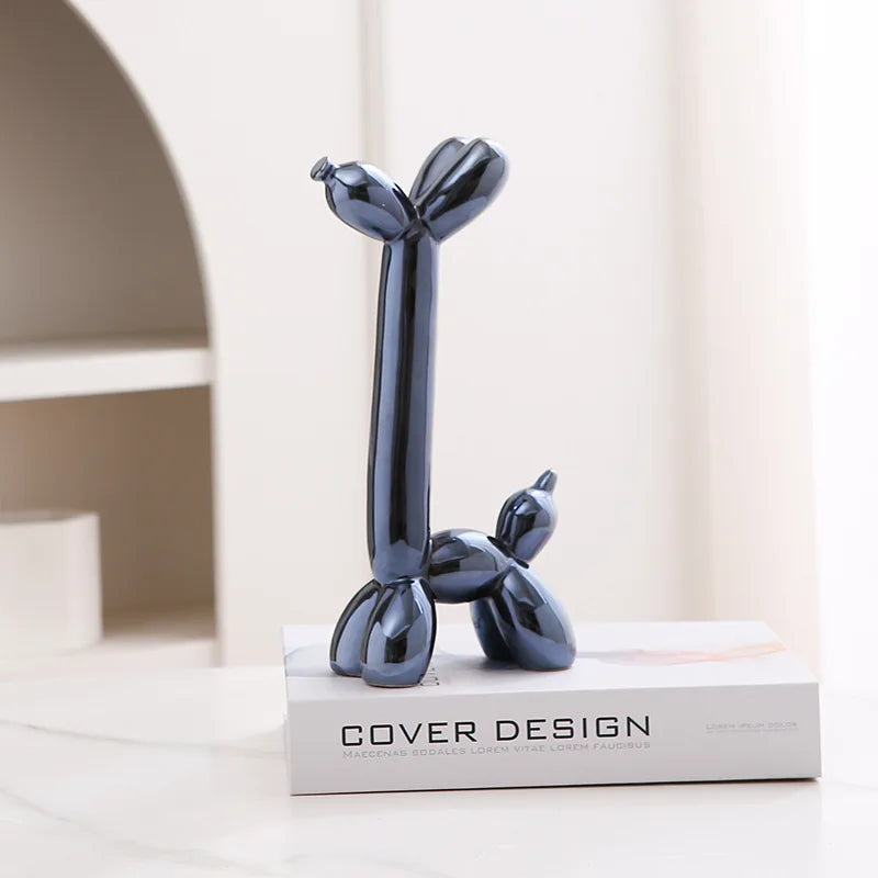 Modern Luxury Ceramic Balloon Dog Sculpture Tabletop Ornament for Home Decor
