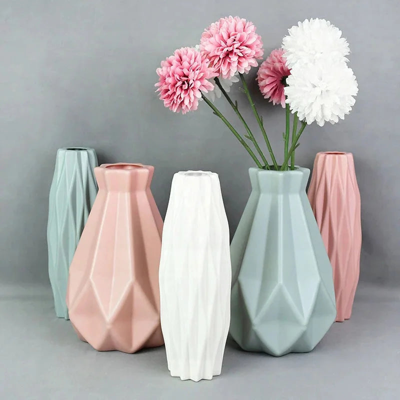 Modern Plastic Flower Vase Pot Tabletop Ornament for Home Decor