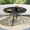 41 in Round Metal Patio Dining Table with Umbrella Hole Black