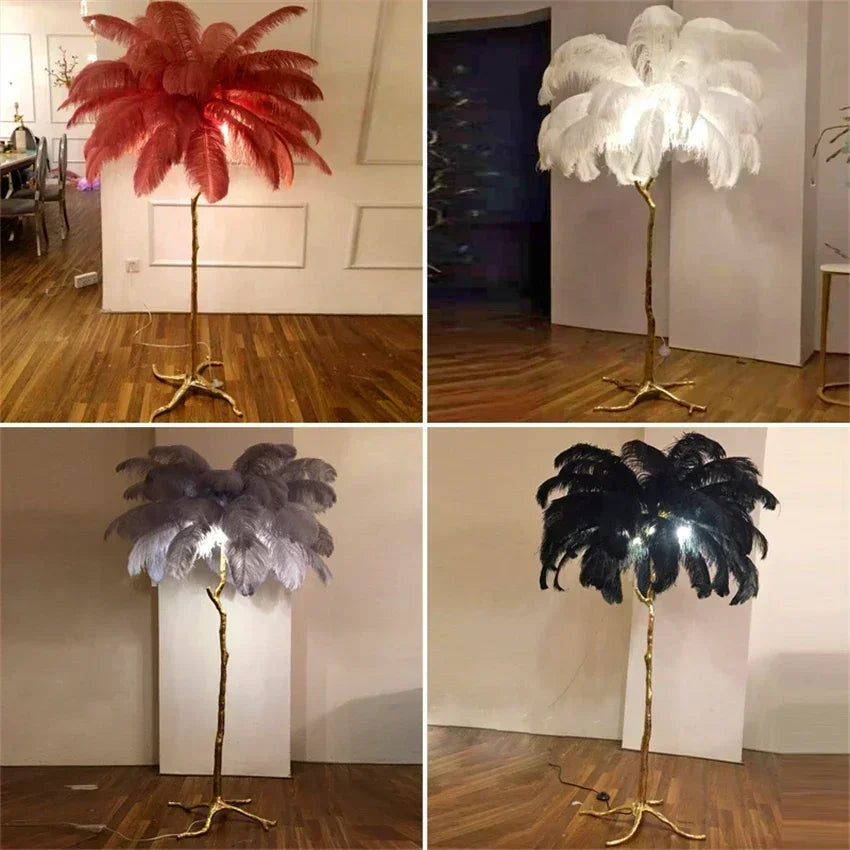 Modern LED Ostrich Feather Floor Lamp for Living Room Bedroom
