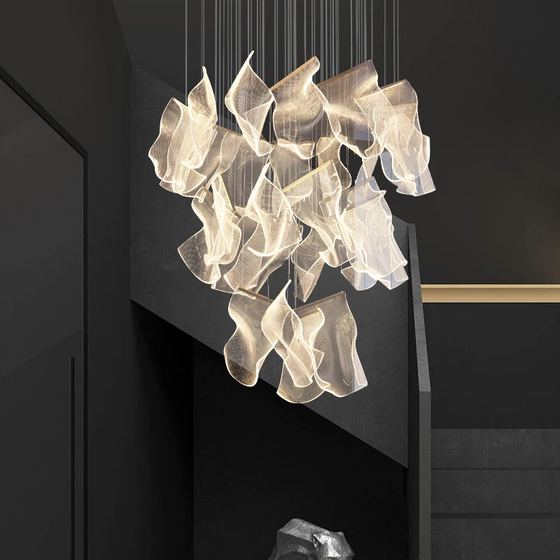 Modern LED Chandelier Aluminum Acrylic Pendant Light for Living Room