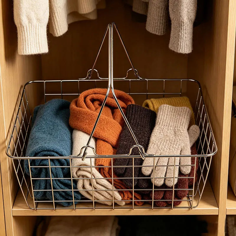 Modern Metal Handheld Shopping Storage Basket Tabletop Ornament for Home Decor