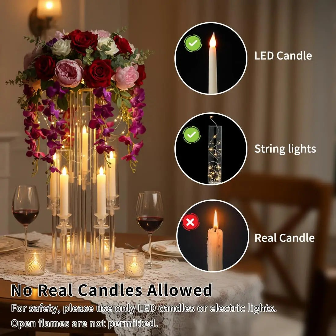 Modern Luxury Acrylic 5 Arm Candelabra for Tabletop Decor